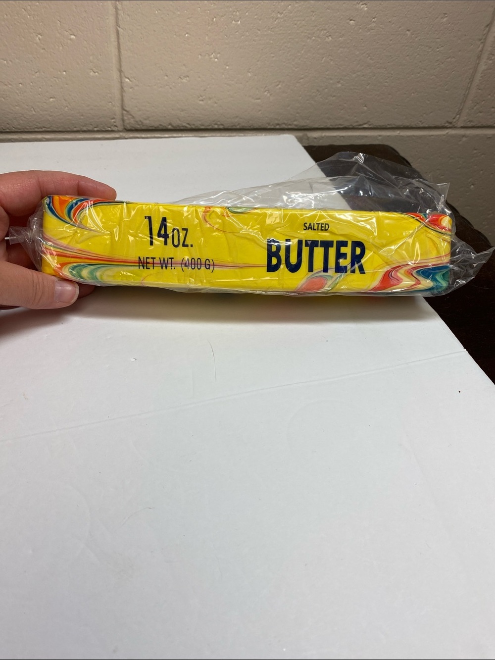 Rainbow Salted Butter 14oz Stick - Bright Yellow Pack. Slow rise squishy.
New